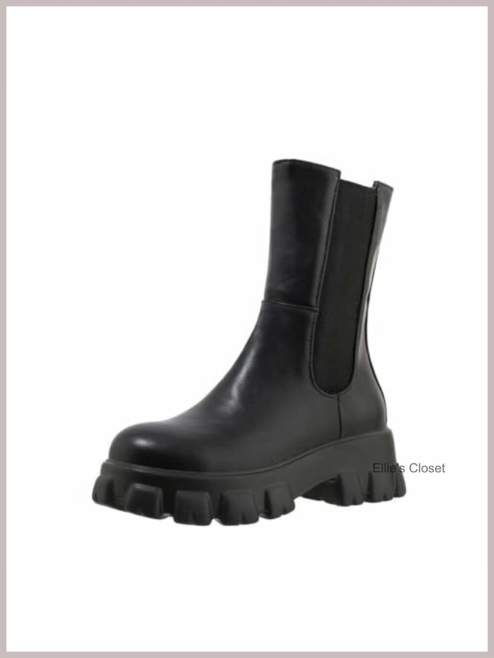 Chelsea Ankle Platform Boots Mid Calf Chunky Heel Booties with Zip